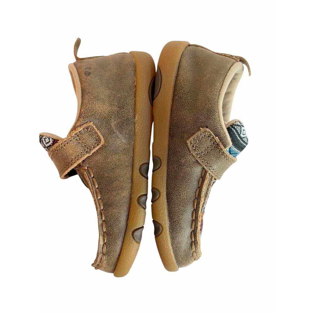 Twisted X Little Kid Brown Bomber Driving Mocs Canvas / Serape Inlay Toddler 7 - Picture 10 of 11